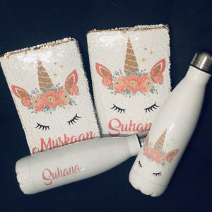 Stainless Water Bottle with Sequin Notebook