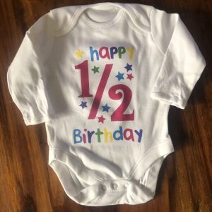 Half year birthday onesie