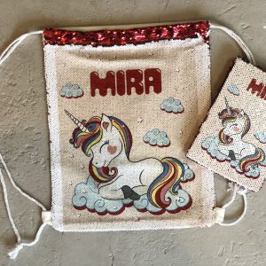 Sequin string bag and sequin notebook bundle