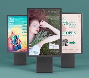 Vinca Rosea Indoor Advert and Signage